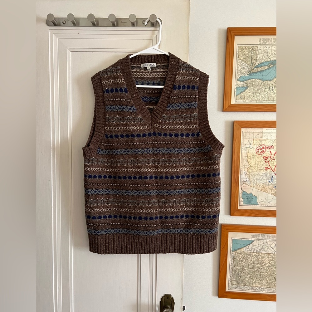Alex Mill Fair Isle Merino Vest, size L
